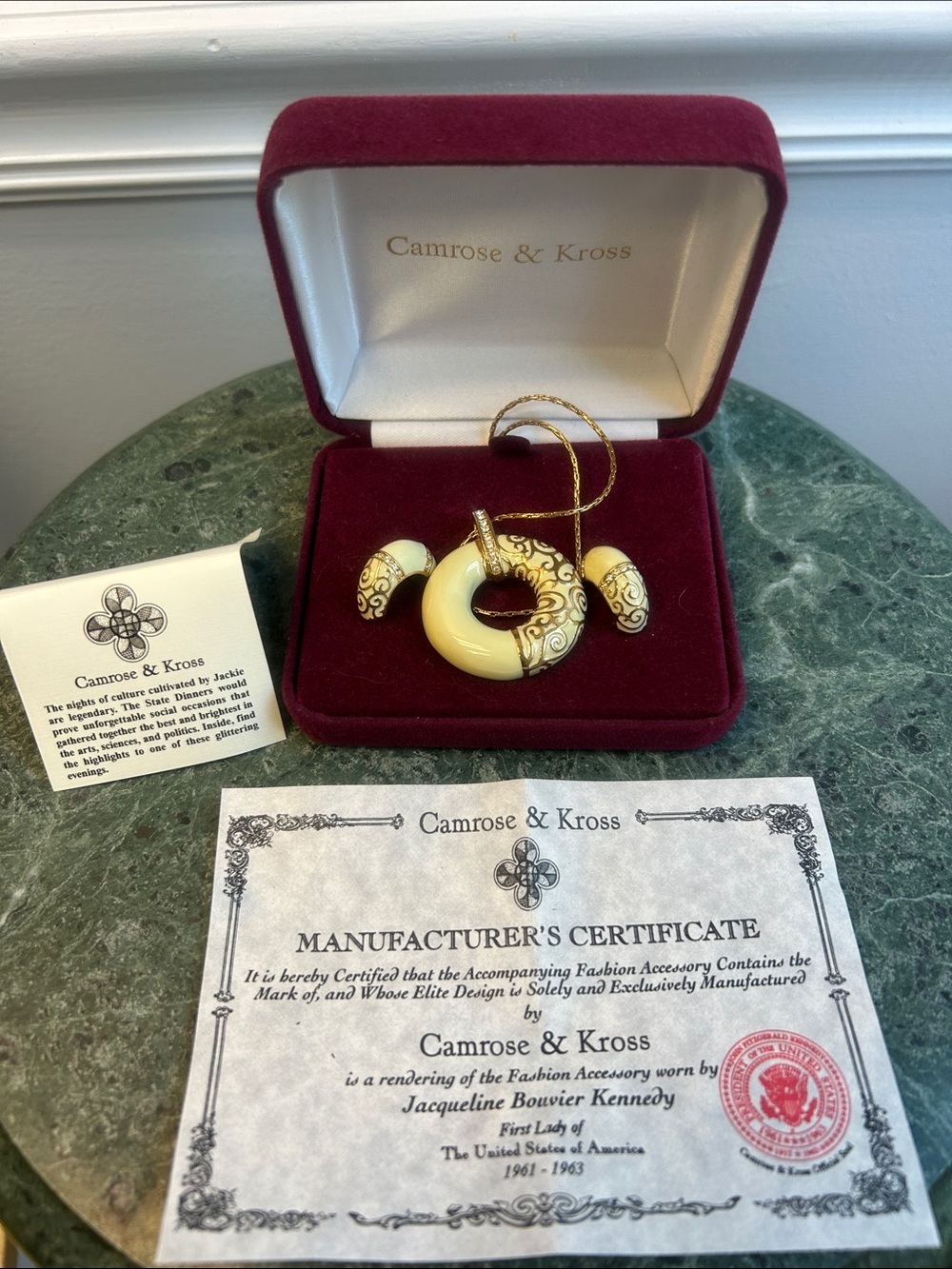 Camrose & Kross JBK Jacqueline Kennedy Parisian Love Circle Necklace & Earrings